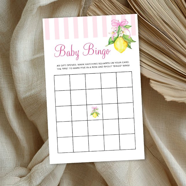 Papier Jeu de bingo bébé Coquette Pink Lemons (Créateur téléchargé)