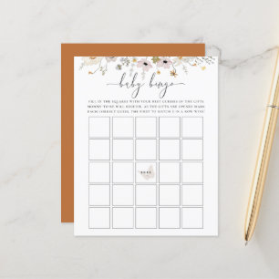Papier Jeu de Bingo Bébé Fleur Sauvage