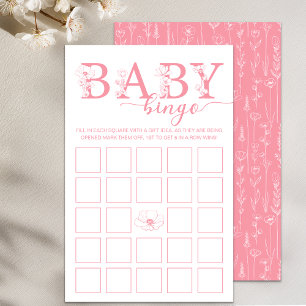 Papier Jeu de Bingo Bébé Fleur Sauvage Rose Poussiéreux