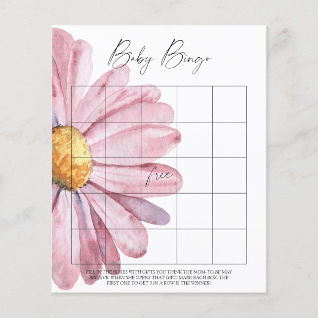 Papier Jeu de Bingo bébé Fleurs sauvages (Devant)
