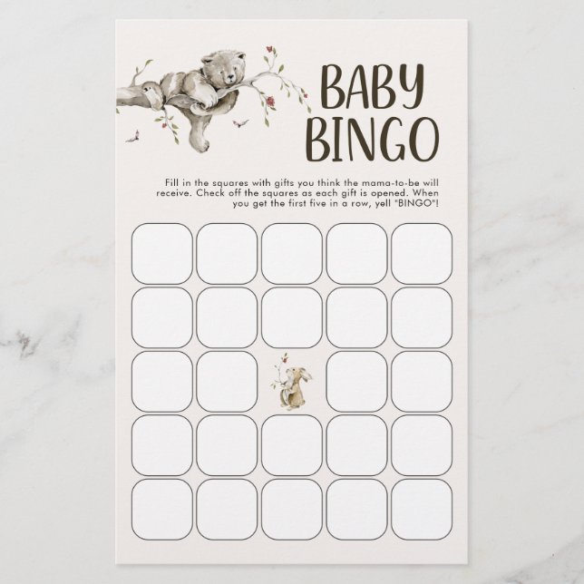 Papier Jeu de bingo bébé ours (Devant)