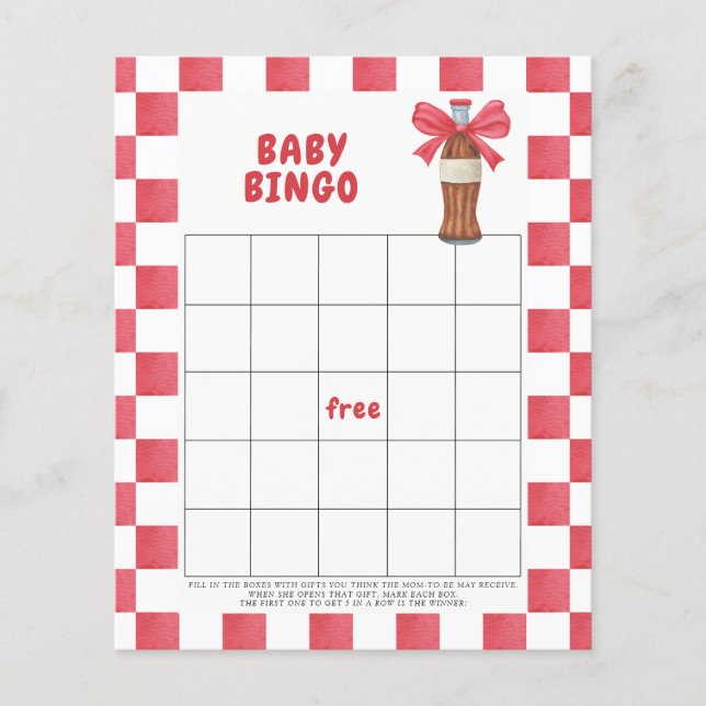 Papier Jeu de bingo bébé Soda Cola aquarelle (Devant)
