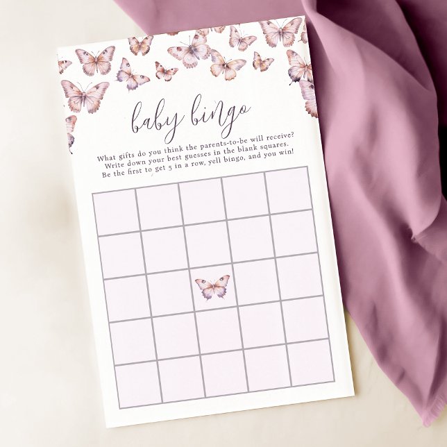 Papier Jeu de Bingo Bingo Bébé mou et papillon rose (Créateur téléchargé)