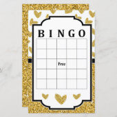 Papier Jeu de bingo coeur pailleté or (Devant / Derrière)