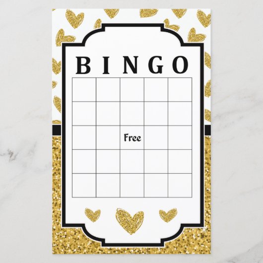 Papier Jeu de bingo coeur pailleté or (Devant)