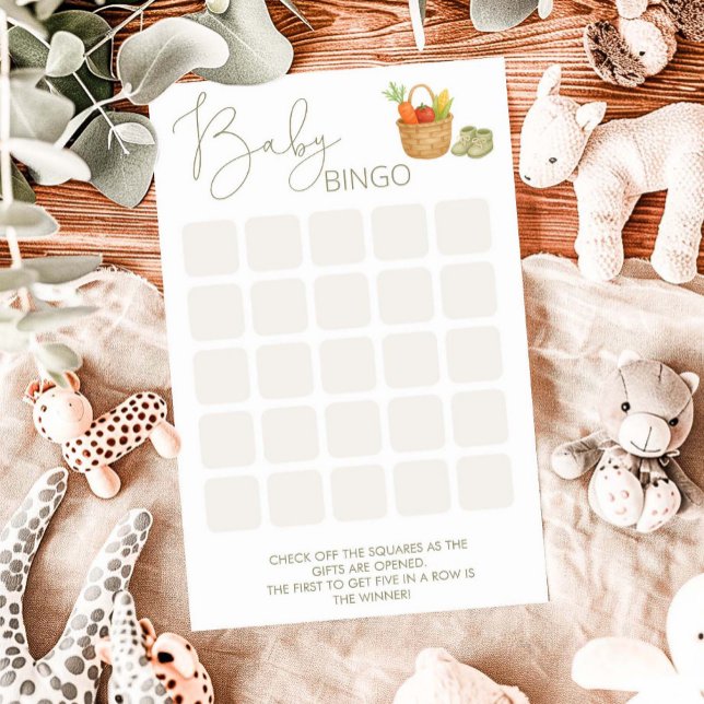 Papier Jeu de Bingo de Baby shower cultivé localement (Créateur téléchargé)