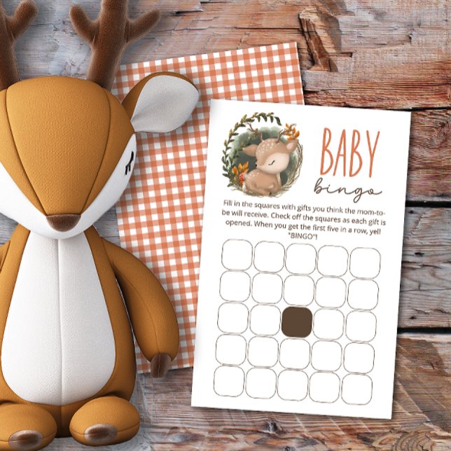Papier Jeu de bingo de baby shower de cerfs de bois (Créateur téléchargé)