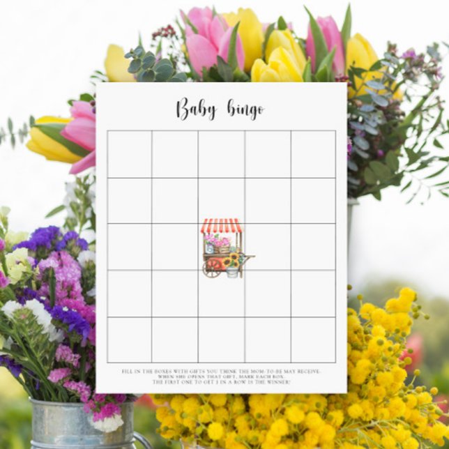 Papier Jeu de Bingo de Baby shower de fleurs cultivé loca (Créateur téléchargé)