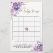 Papier Jeu de bingo de baby shower fleuri violet (Devant)