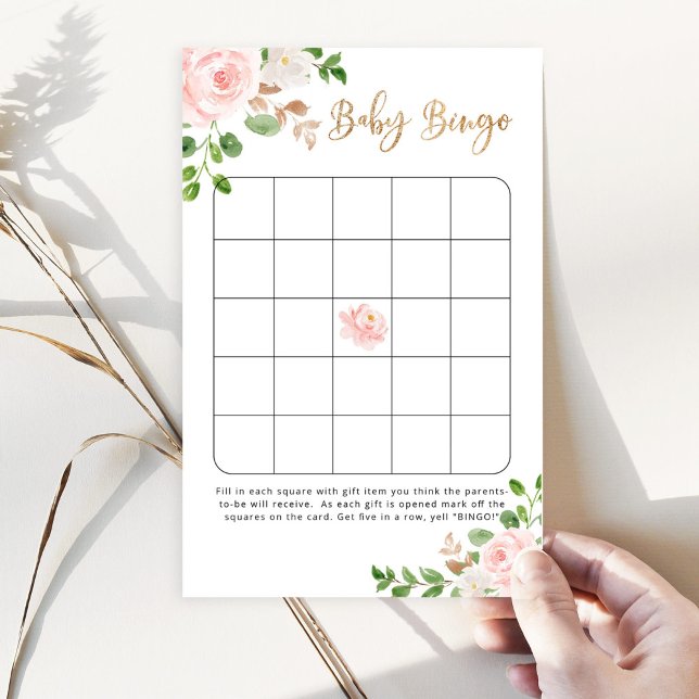 Papier Jeu de bingo de baby shower floral (Créateur téléchargé)
