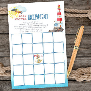 Papier Jeu de bingo de baby shower nautique mignon