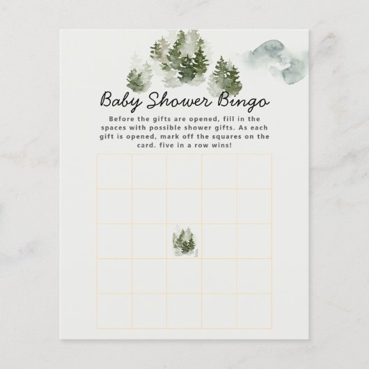 Papier Jeu de Bingo de Baby shower Woodland (Devant)