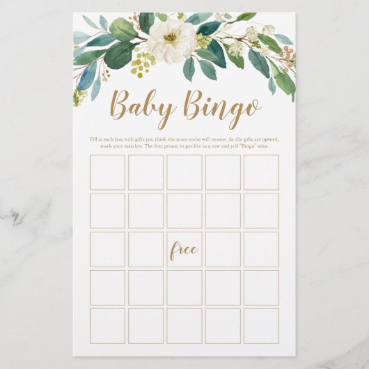 Papier Jeu de Bingo de bébé vert (Devant)