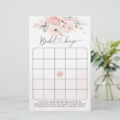 Papier Jeu de bingo de douche à fleurs rose vif (Debout devant)