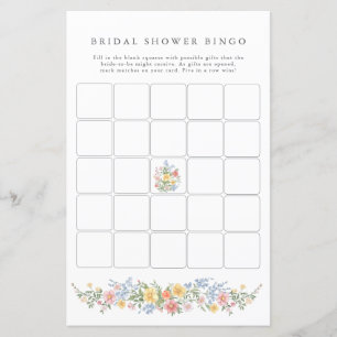 Papier Jeu de bingo de douche de mariage orné de pastel d