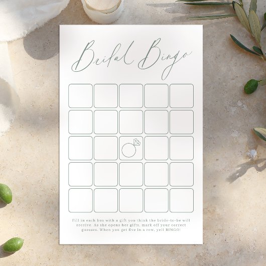 Papier Jeu de bingo de douche de mariée écriture moderne 