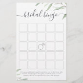 Papier Jeu de bingo de douche nuptiale verte minime (Devant)