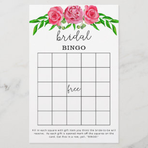 Papier Jeu de bingo de douche rose
