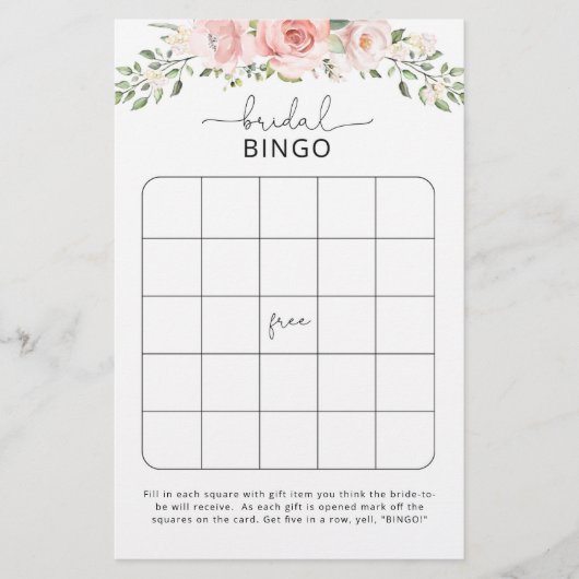 Papier Jeu de bingo de douche rose (Devant)