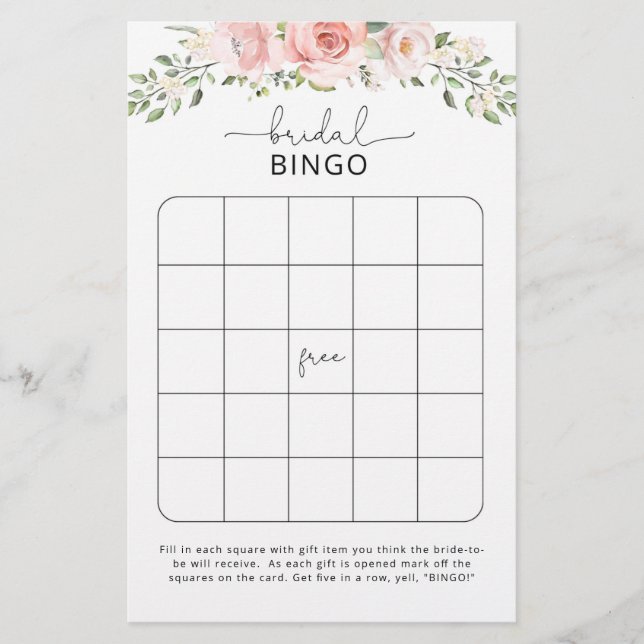 Papier Jeu de bingo de douche rose (Devant)