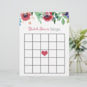 Papier Jeu de Bingo de Fête des mariées Florale (Debout devant)