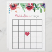 Papier Jeu de Bingo de Fête des mariées Florale (Devant / Derrière)
