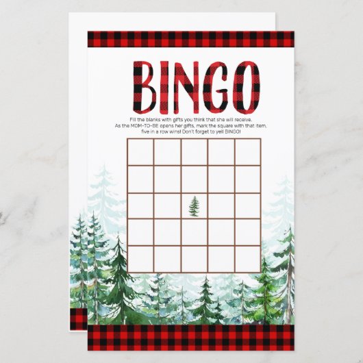 Papier Jeu de bingo de forêt de bûcherons (Devant / Derrière)