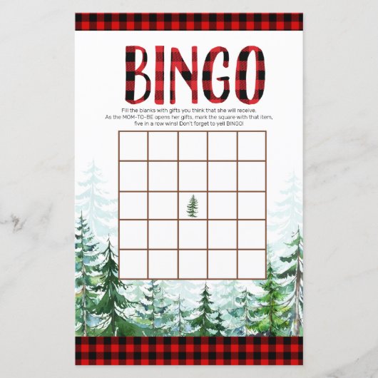 Papier Jeu de bingo de forêt de bûcherons (Devant)