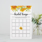 Papier Jeu de bingo de la mariée de tournesol (Debout devant)