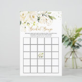 Papier Jeu de Bingo de Mariage au Feuillage de Roses Blan (Debout devant)