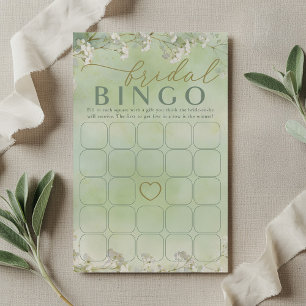 Papier Jeu de bingo de mariage aux fleurs sauvages vertes