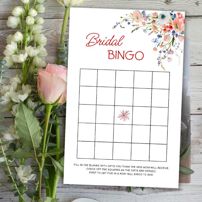 Papier Jeu de bingo de mariage floral élégant (Créateur téléchargé)