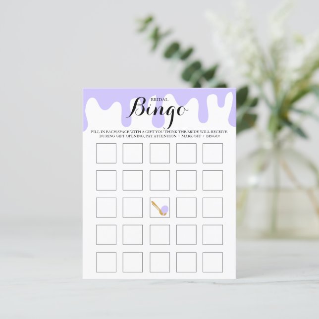 Papier Jeu de Bingo de Mariage Glace à la Lilas pour une  (Debout devant)
