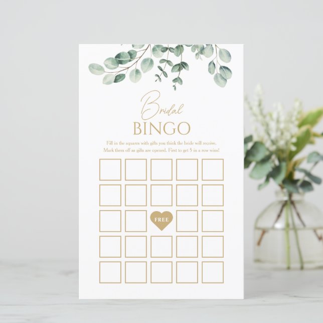 Papier Jeu de Bingo de Mariage Simple avec Feuillage (Debout devant)