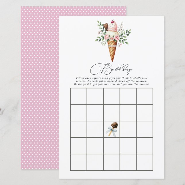 Papier Jeu de Bingo de Mariage sur le thème de la Glace (Devant / Derrière)