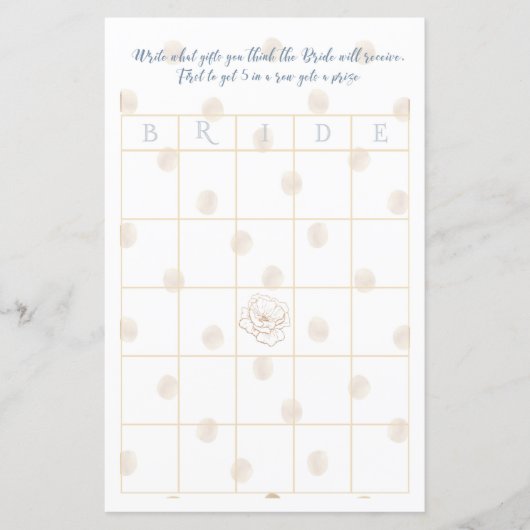 Papier Jeu de bingo de mariée botanique (Devant)