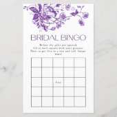 Papier Jeu de bingo de mariée violet de toile française (Devant)