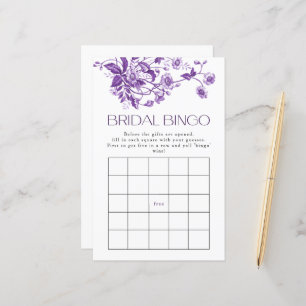 Papier Jeu de bingo de mariée violet de toile française