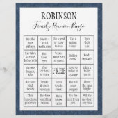 Papier Jeu de Bingo de Réunion Familiale #3 (Devant)