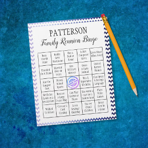 Papier Jeu de Bingo de Réunion Familiale Chevron