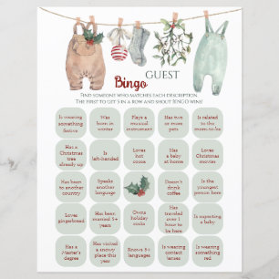 Papier Jeu de Bingo des invités aux vêtements de Noël
