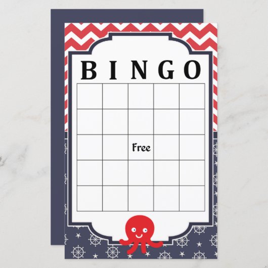 Papier Jeu de bingo d'poulpe (Devant / Derrière)