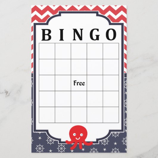 Papier Jeu de bingo d'poulpe (Devant)
