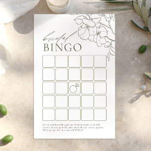 Papier Jeu de bingo élégant floral vert sauge pour la dou