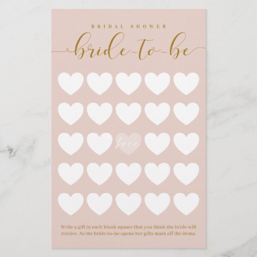 Papier Jeu de bingo en grille à coeur rose pour future ma (Devant)