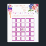 Papier Jeu de Bingo Fête des mariées Florale de crème gla<br><div class="desc">Cette Ice Cream unique thème aquarelle Je peins par moi-même dans les couleurs modernes Azur Blue, Vanilla Cream, Peach, Bourgogne, Viva Magenta et Blush Pink parfait pour votre plaisir et scénique avec des amis "Elle a été scoopé up" Fête des mariées. D'autres articles correspondants pour votre fête disponibles dans ma...</div>