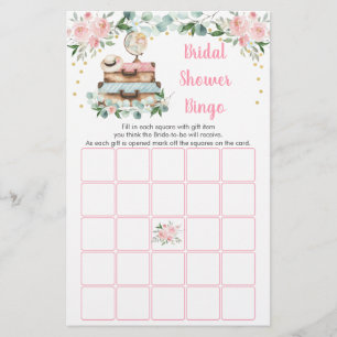 Papier Jeu de Bingo Floral Rose Gold pour Voyage et Fête 