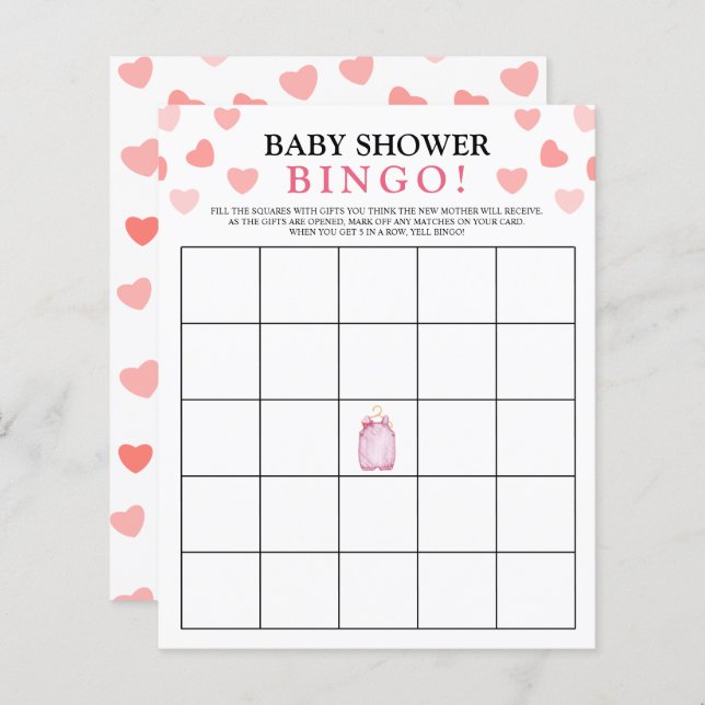 Papier Jeu de Bingo | Jeux de Baby Shower de la Saint-Val (Devant / Derrière)