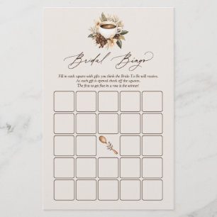 Papier Jeu de Bingo Mariage Floral Café Amour en Ébulliti