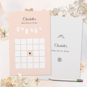 Papier Jeu de Bingo Minimaliste pour Baby Shower Fille au